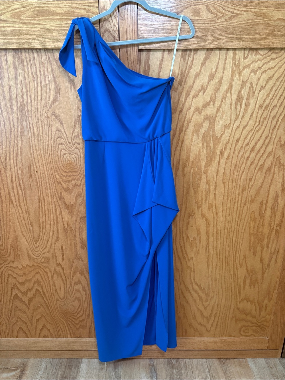 NWT Halston Heritage One-Shoulder Cobalt Blue Evening Collection Crepe Dress 4